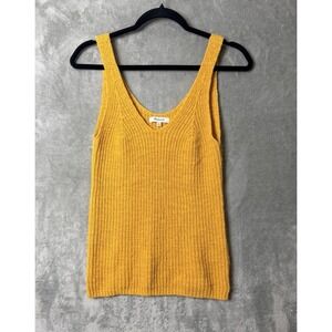 Madewell Small Yellow Textured V-Neck Sweater Tank Top Cotton Blend Preppy